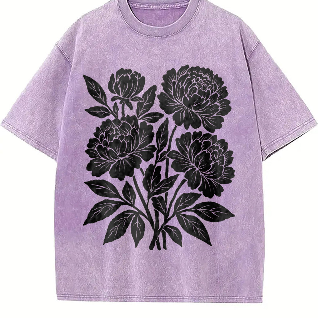 Linocut Flower Vintage Washed T-Shirt product image 6