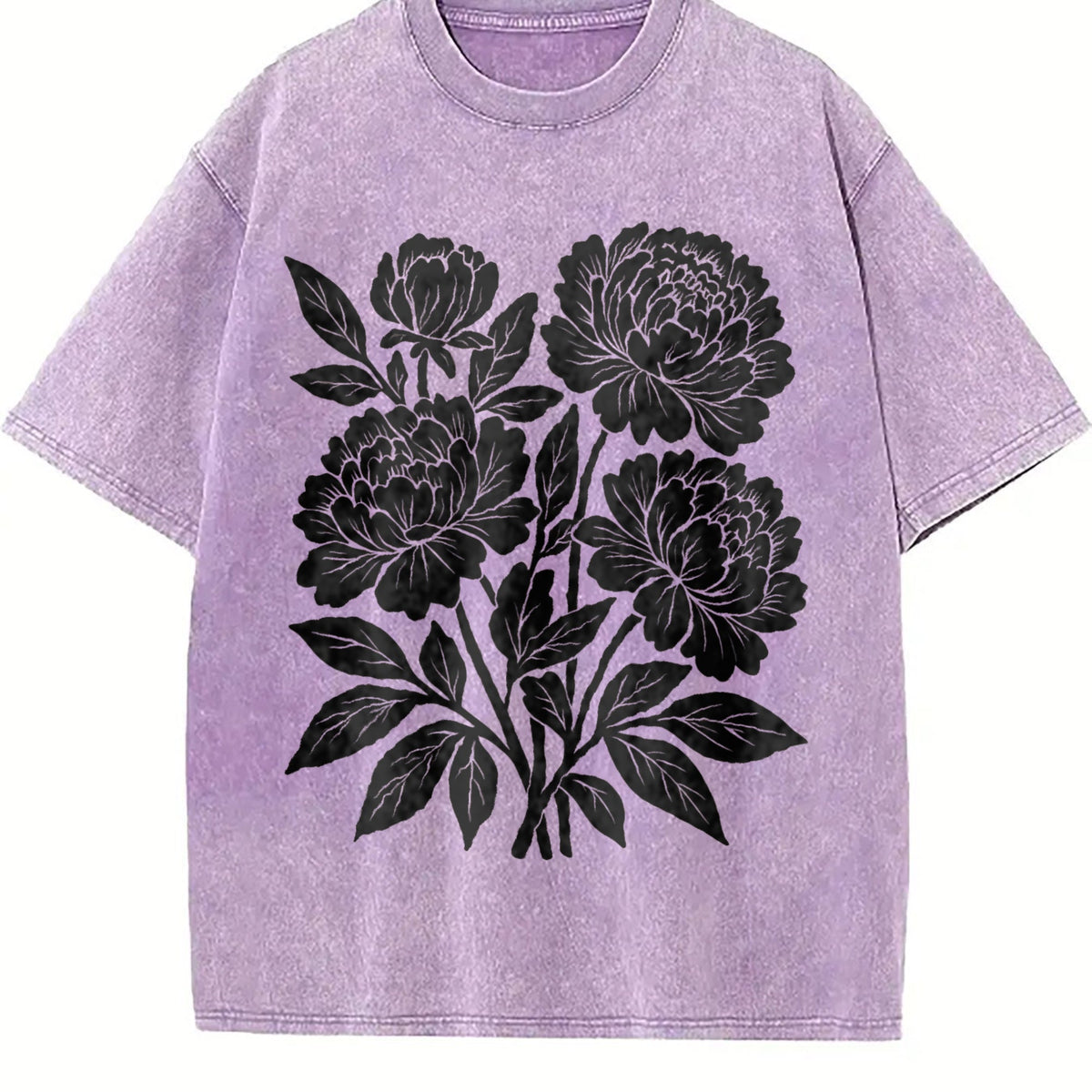 Linocut Flower Vintage Washed T-Shirt product image 6