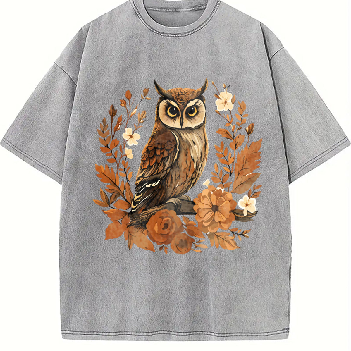 Summer Autumn Leaf Flower Owl One-piece Vintage Washed product image 5