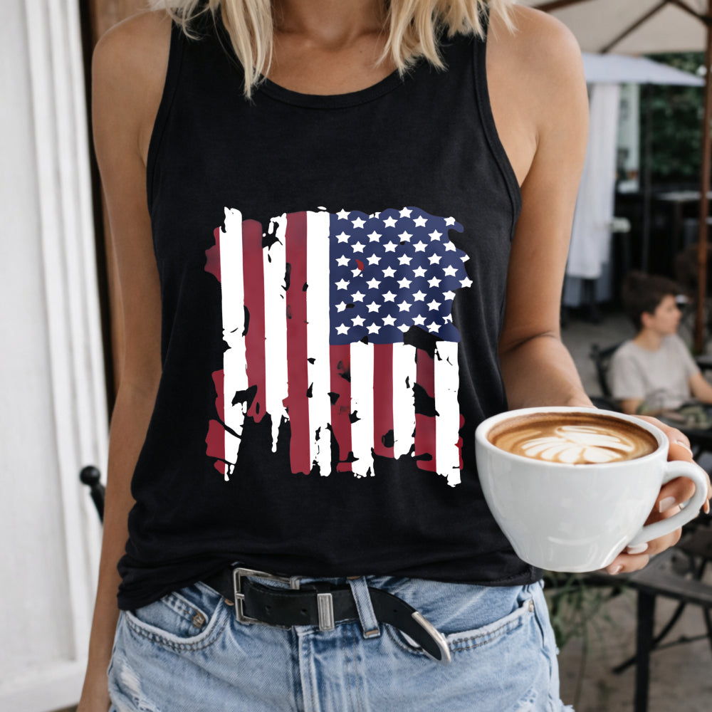 Independence Day Of The United States & Aged National Flag Women's Tank Top