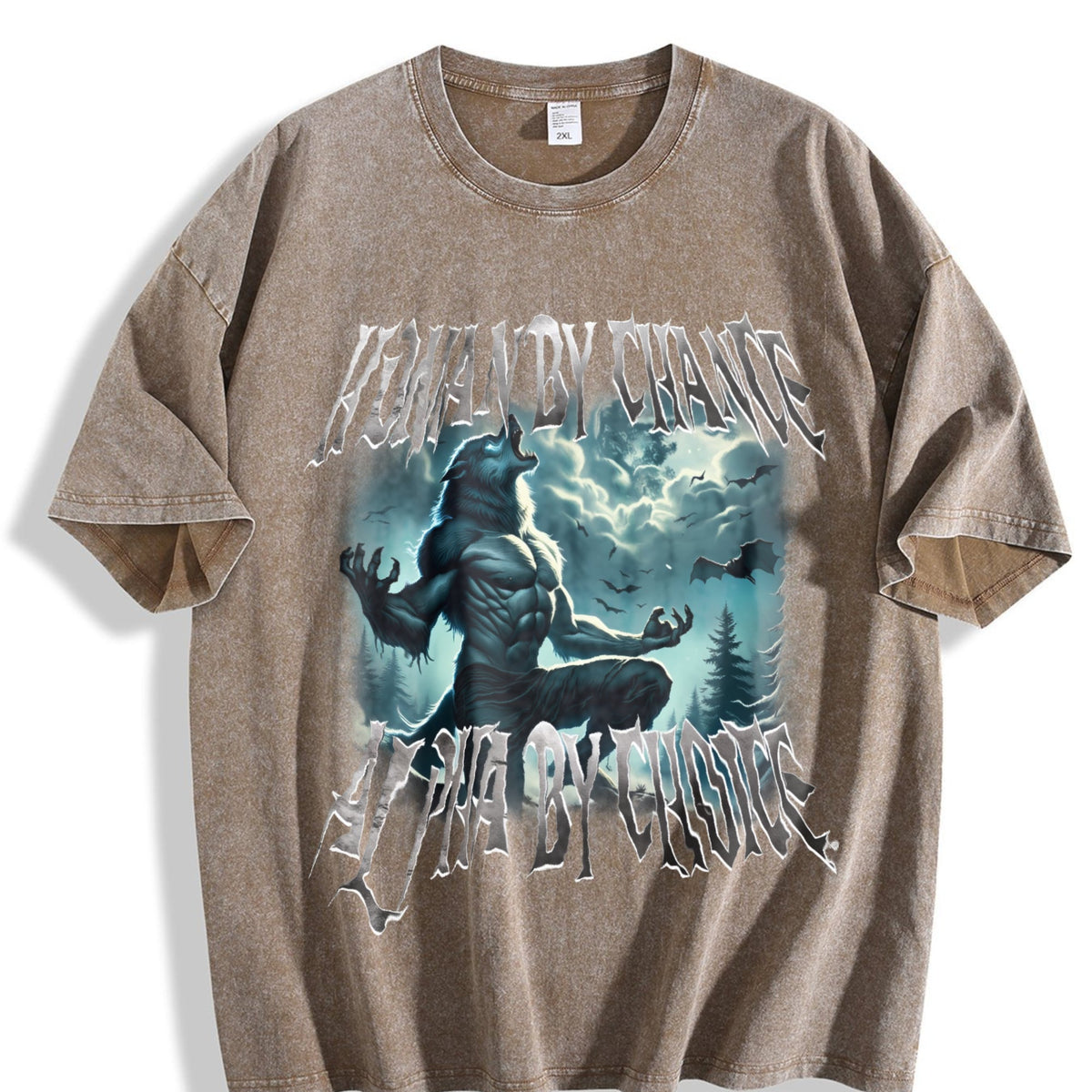 Human By Chance Alpha By Choice Wolf Vintage Washed T-Shirt product image 3