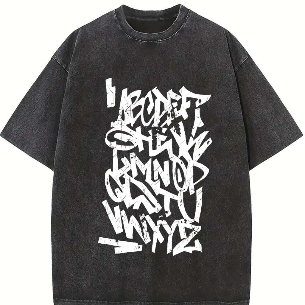Abstract White Graffiti Lettering Vintage Washed T-Shirt product image 2