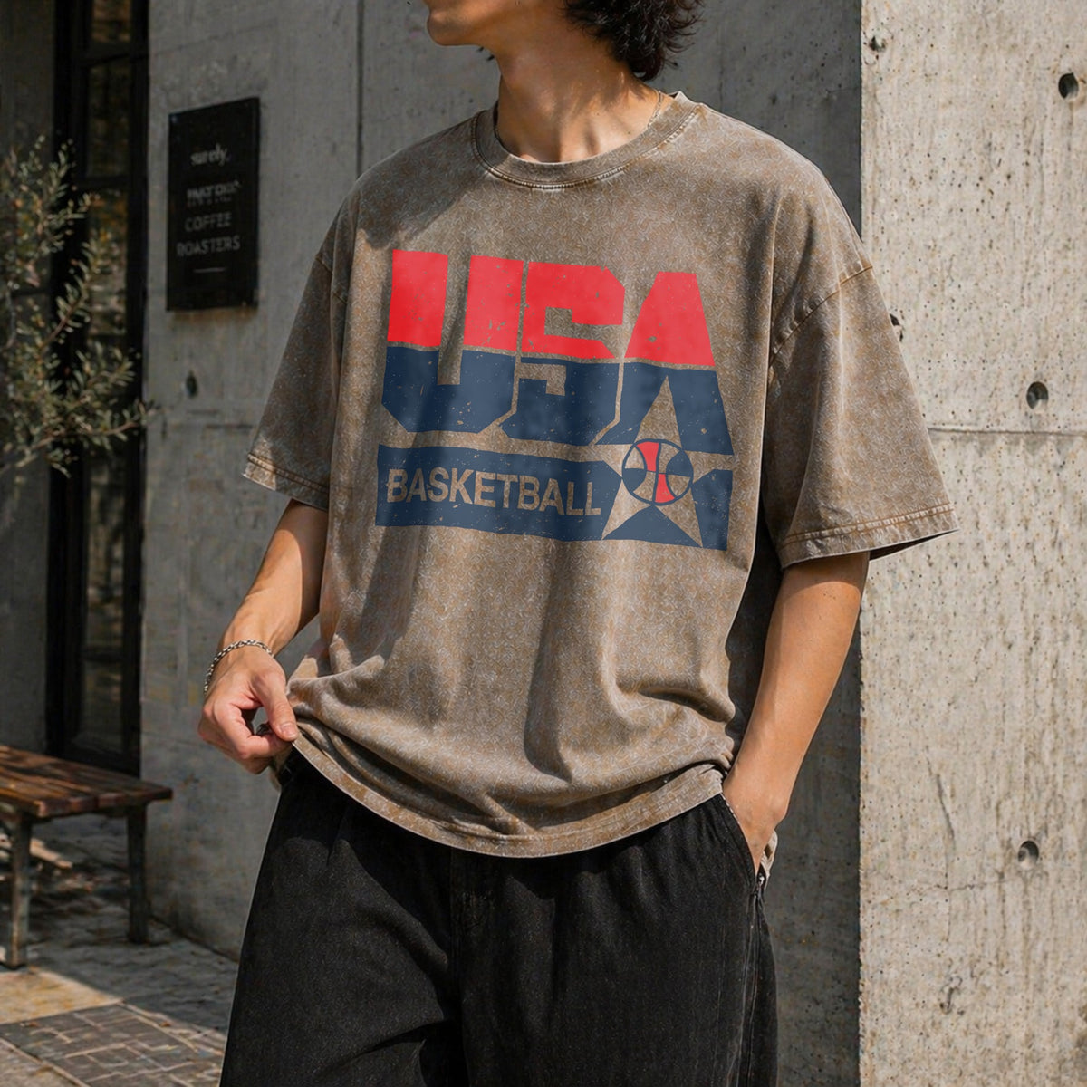 Summer USA Basketball Vintage Washed T-Shirt product image 3