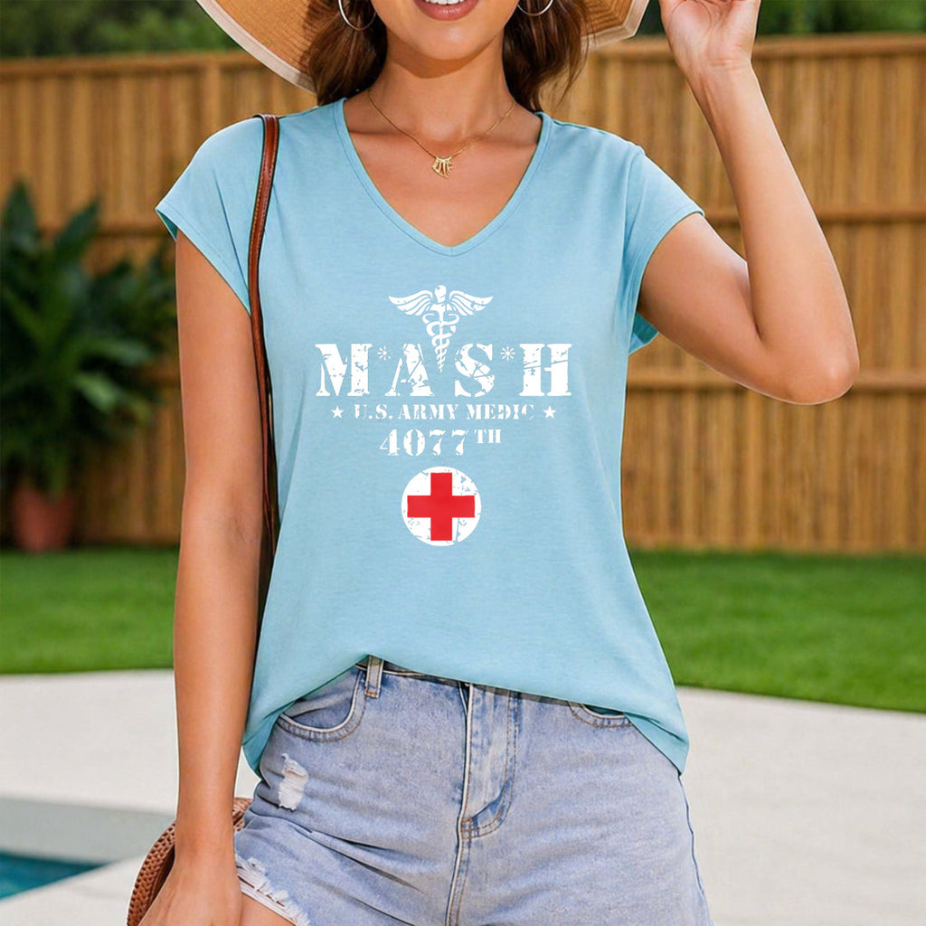 Mash 4077th U S Army Corps - Military Inspired Women's V-Neck Tank Top