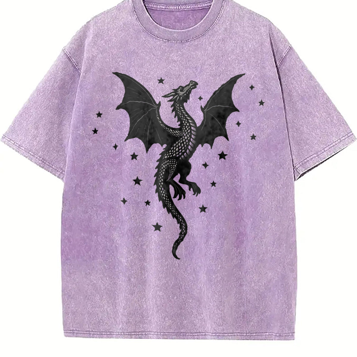 Summer A Scale-patterned Black Dragon Vintage Washed T-Shirt product image 6