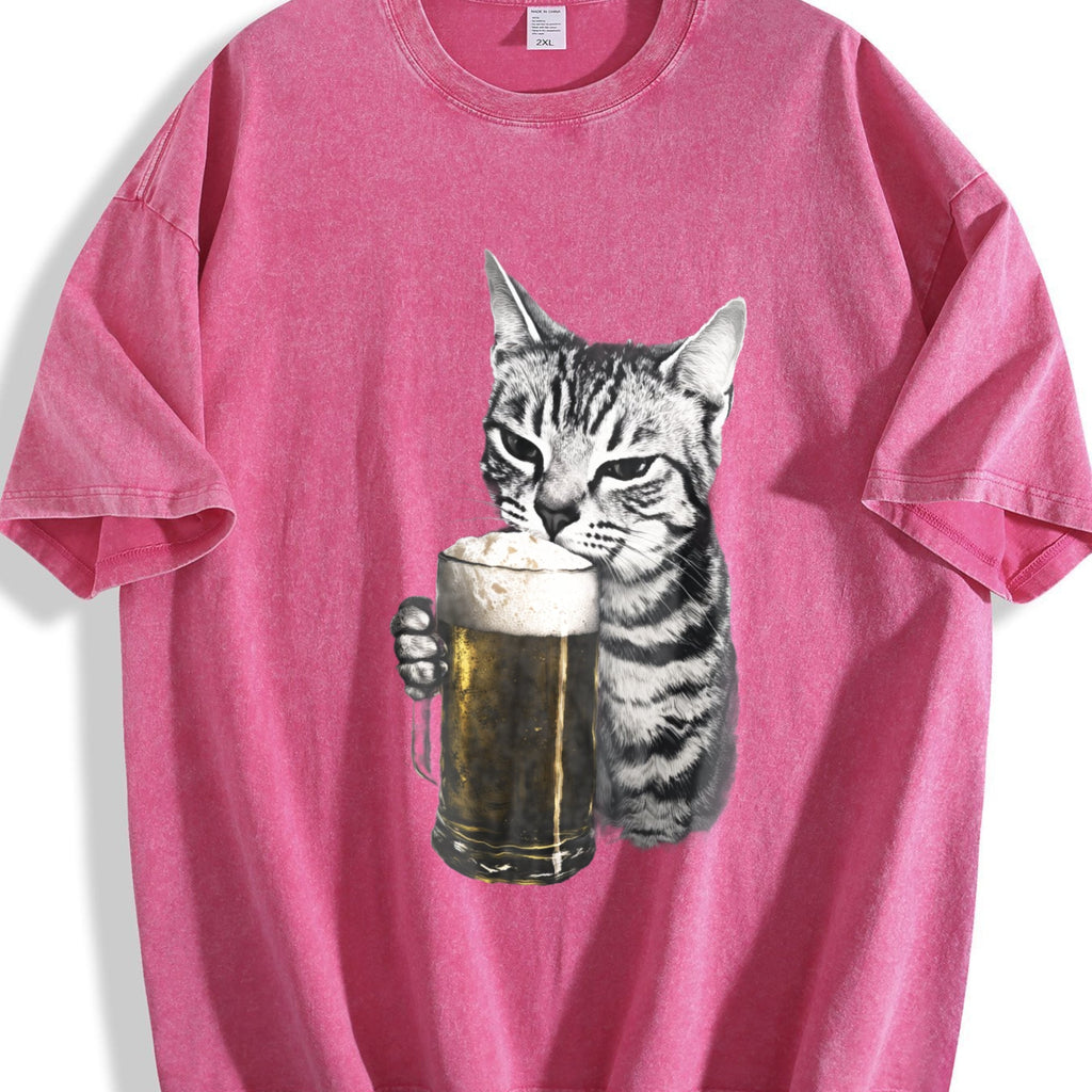 Cat Beer Y2K 90s Vintage Washed T-Shirt product image 7
