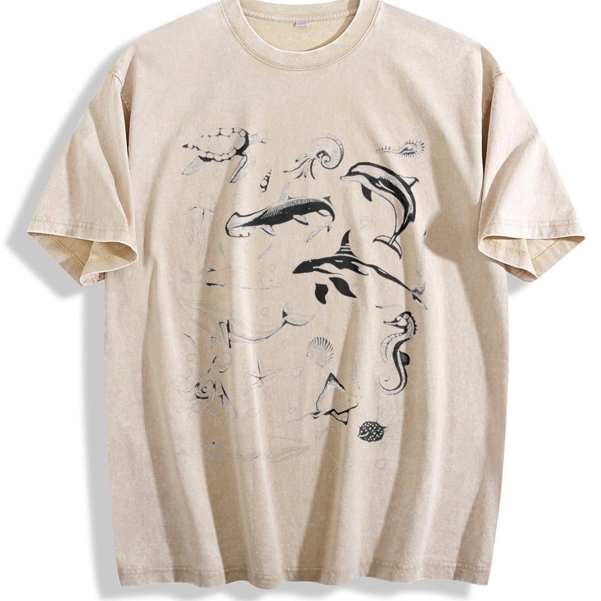 Fitting For A 90s Marine Life With Whales Vintage Washed product image 1