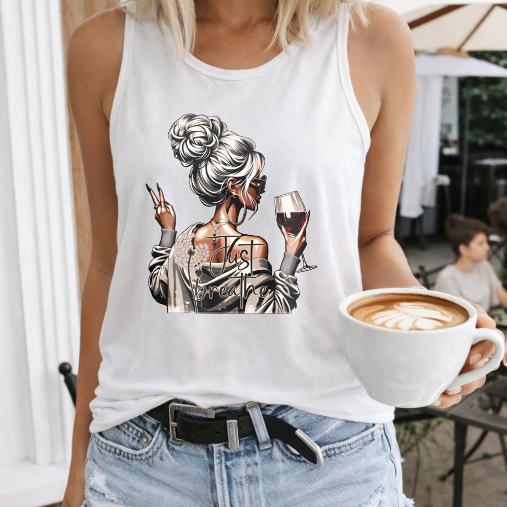 Tattooed Woman with Wine Women's Tank Top