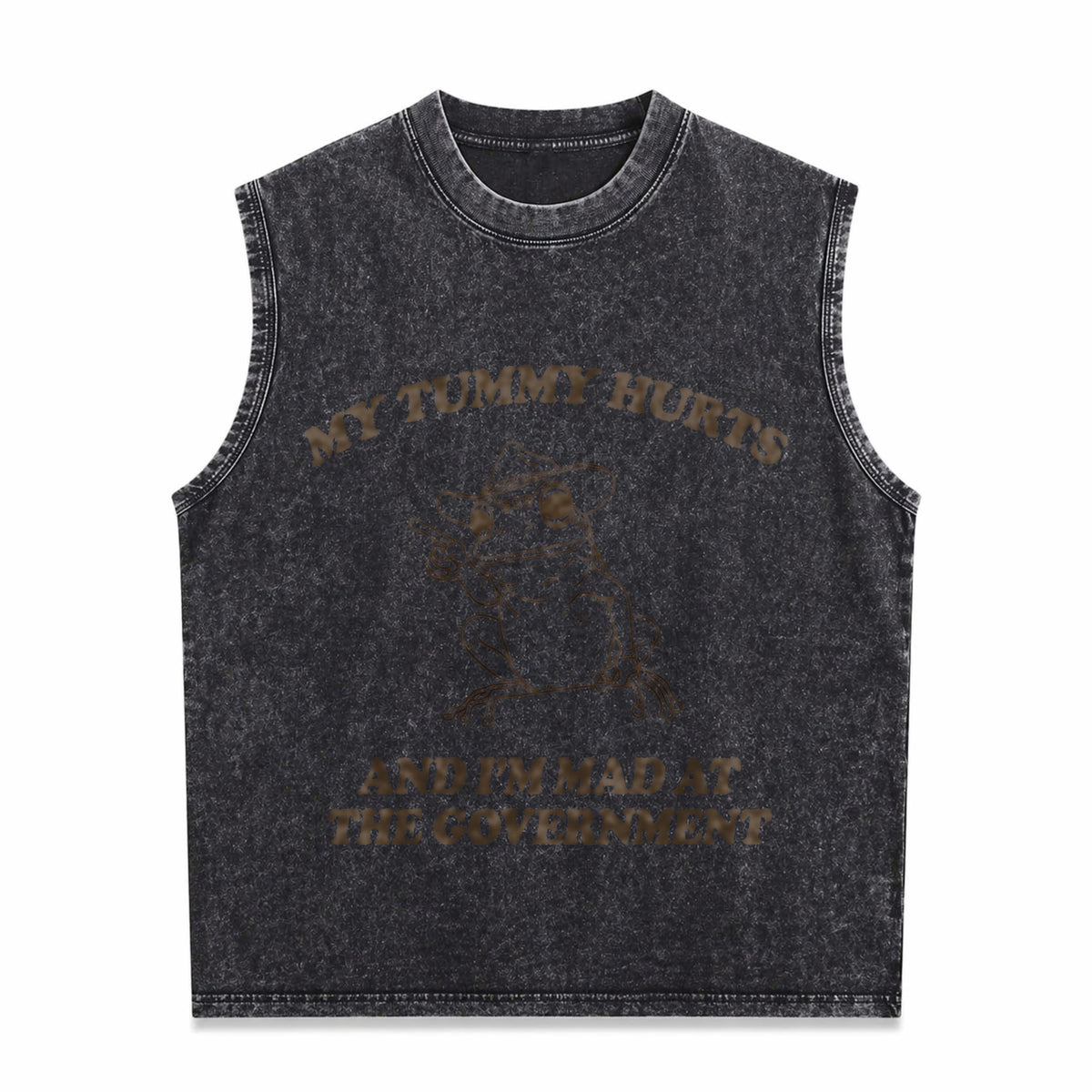My Tummy Hurts And I'm Mad At The Government Frog Men's Washed Tank Top