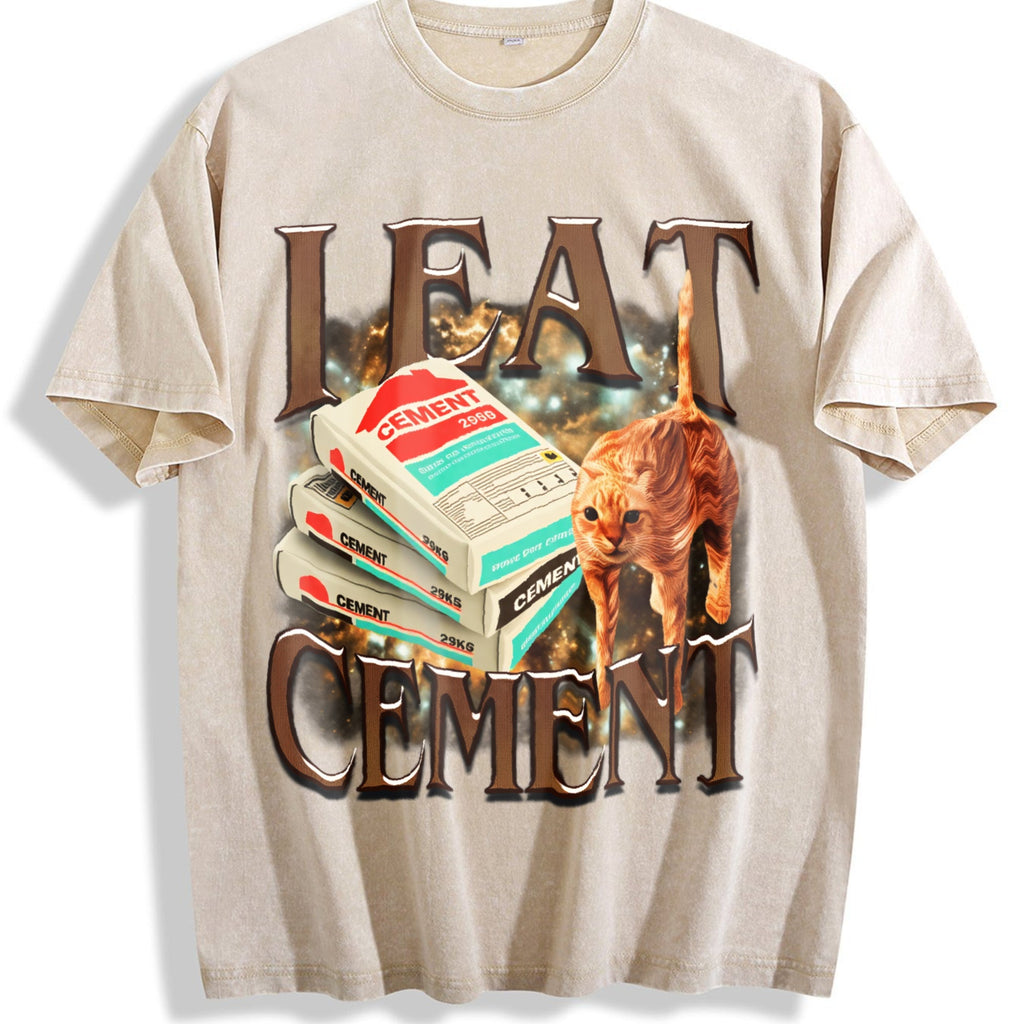 I Eat Cement Funny Cat Meme Vintage Washed T-Shirt product image 1
