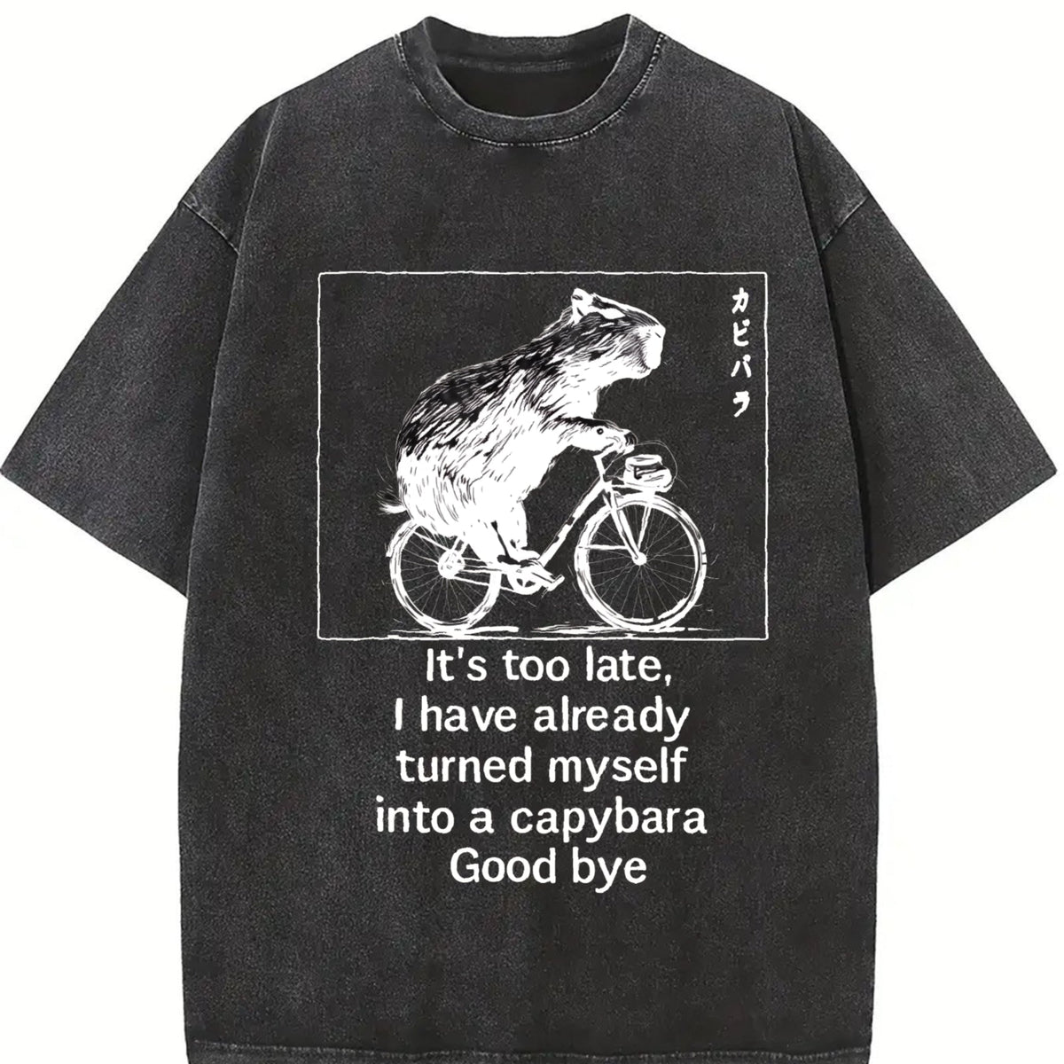 Funny Capybara Riding A Bicycle Vintage Washed T-Shirt product image 2