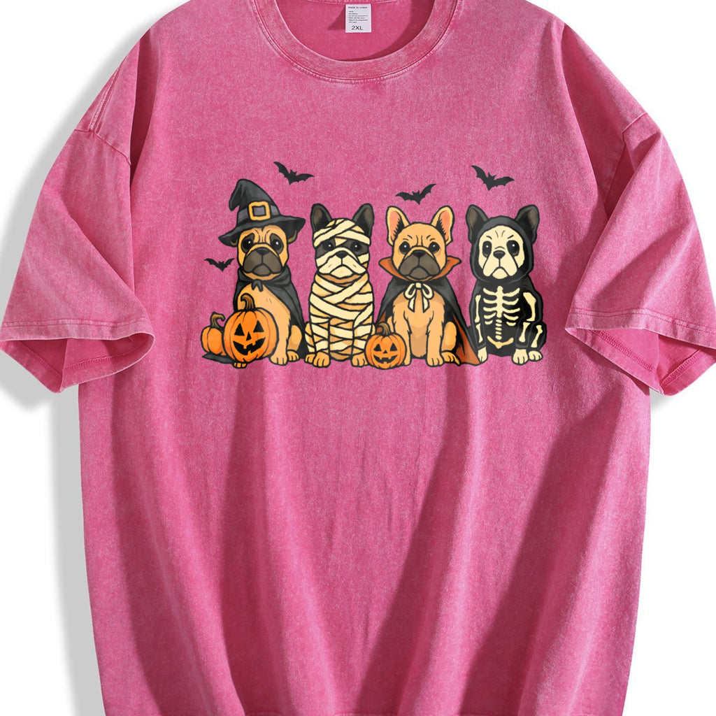 Halloween French Bulldog Vintage Washed T-Shirt product image 5
