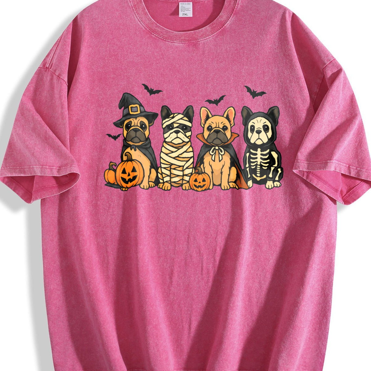 Halloween French Bulldog Vintage Washed T-Shirt product image 5