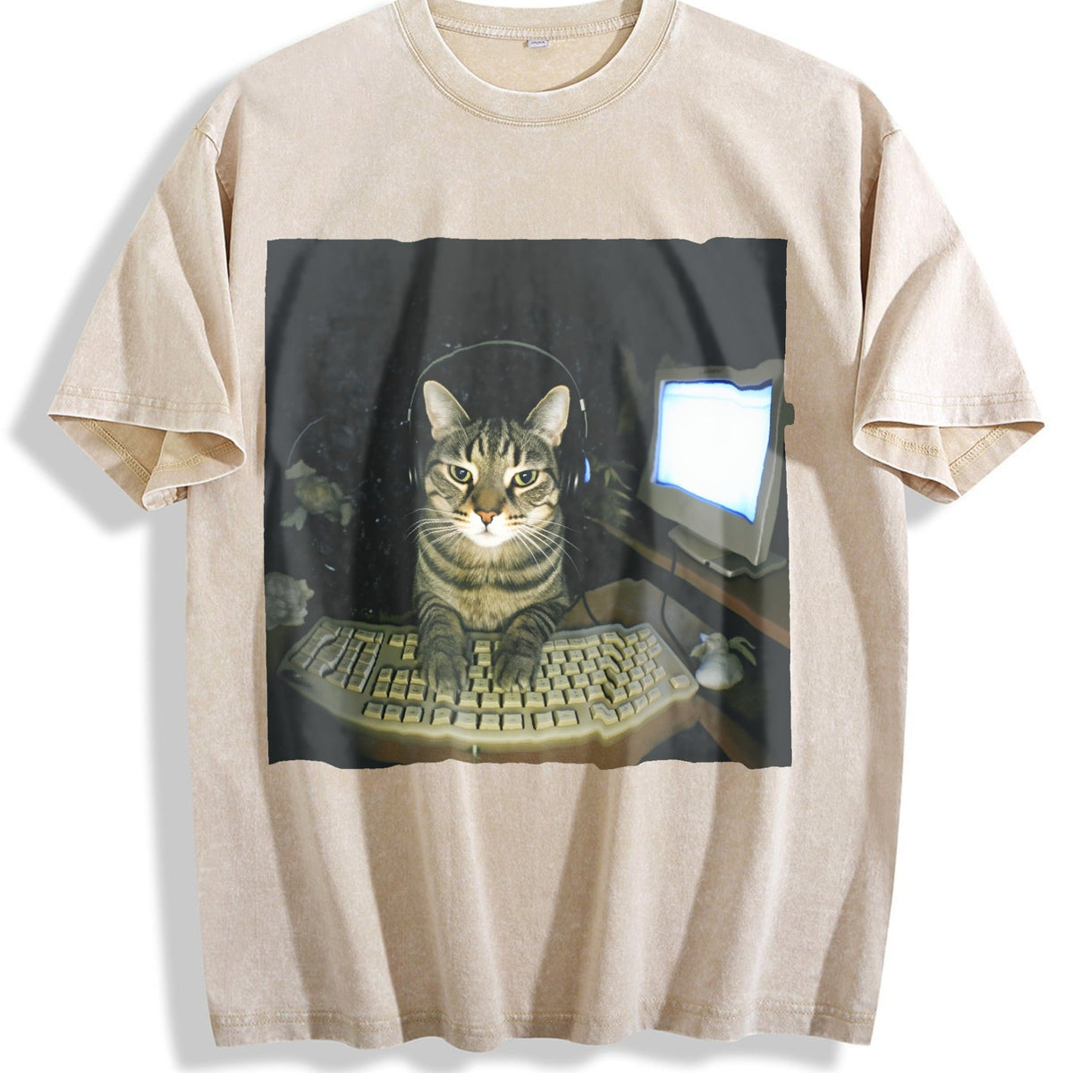 Wash Hacker Cat Meme Vintage Washed T-Shirt product image 1
