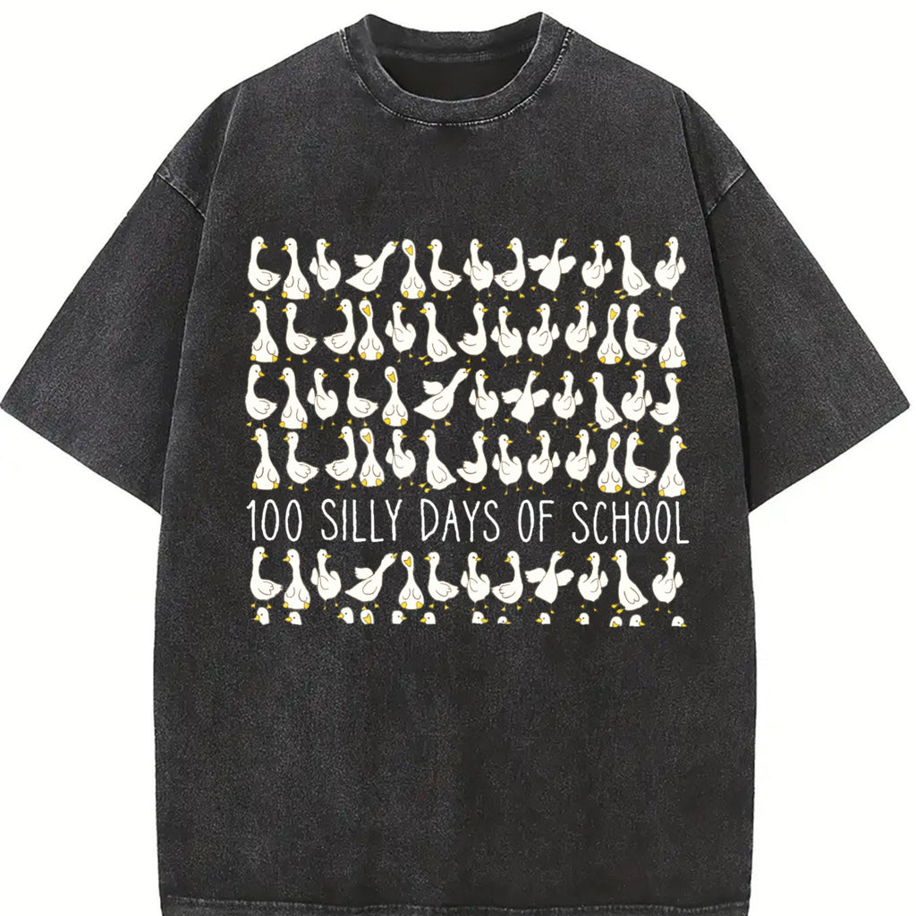 Silly Goose 100 Days Of School Vintage Washed T-Shirt product image 2