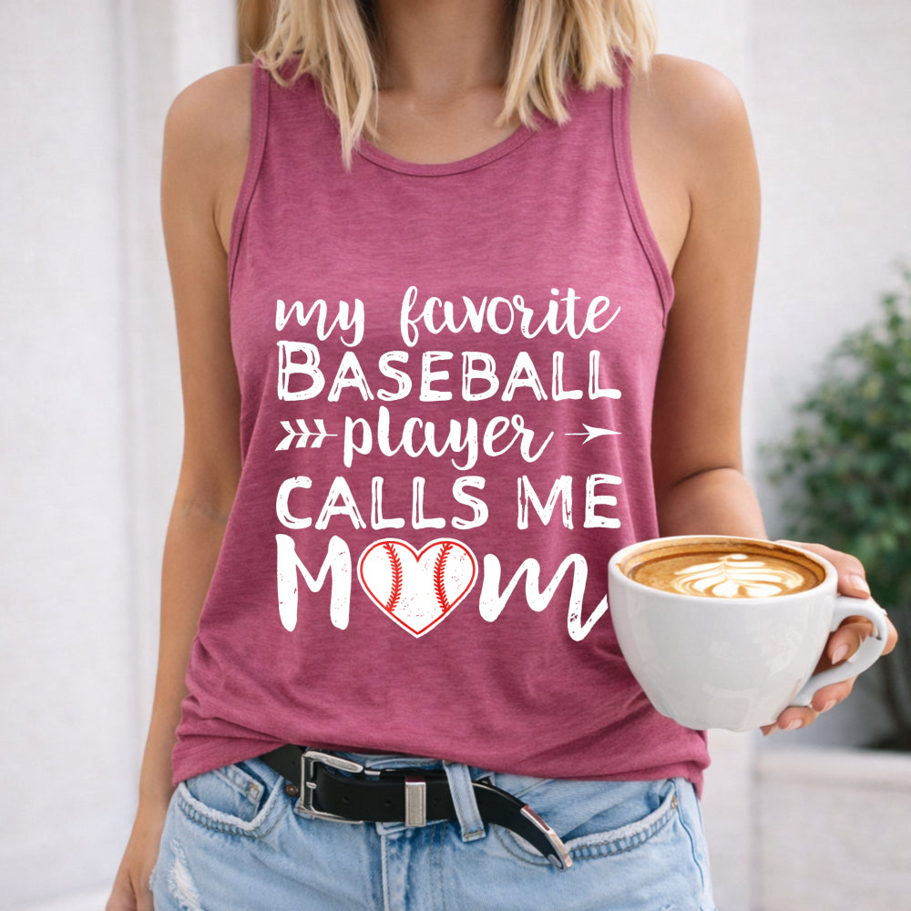 Baseball Mom - Red With Heart & Letter Women's Tank Top