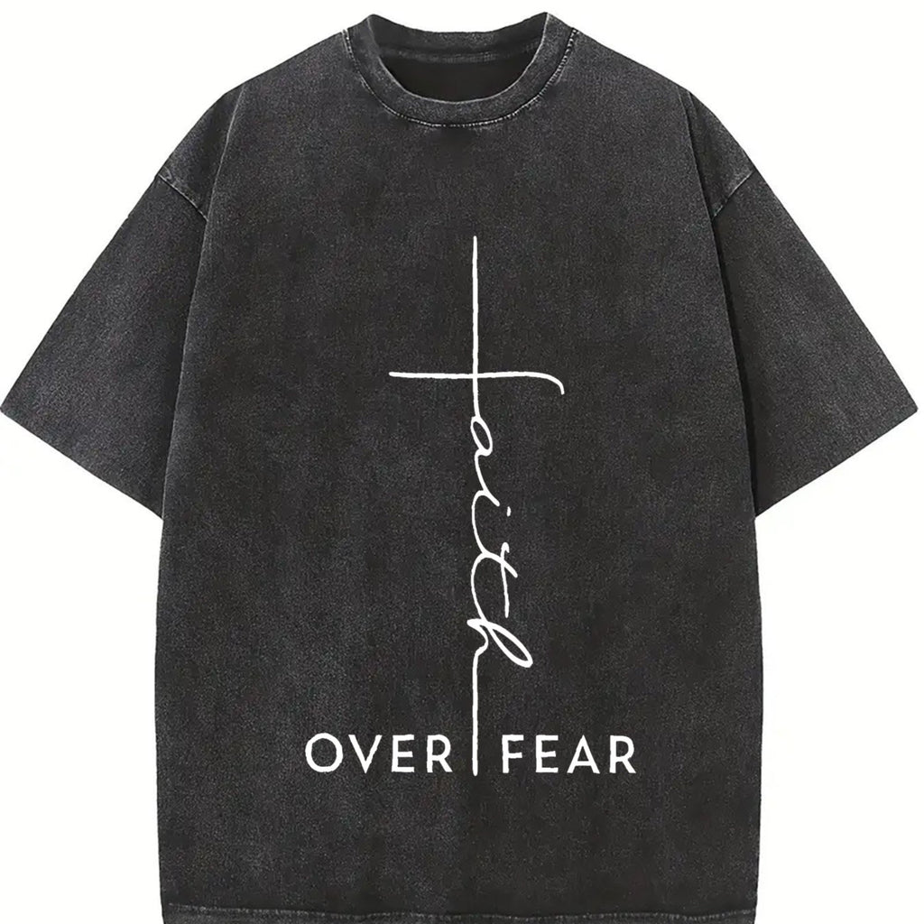 Faith Over Fear - Cool Christian Vintage Washed T-Shirt product image 2