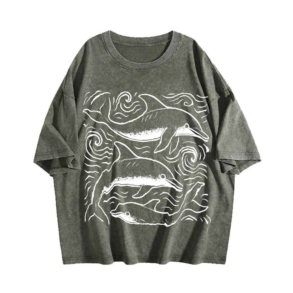 Dolphins Ocean 90s Vintage Washed T-Shirt product image 4