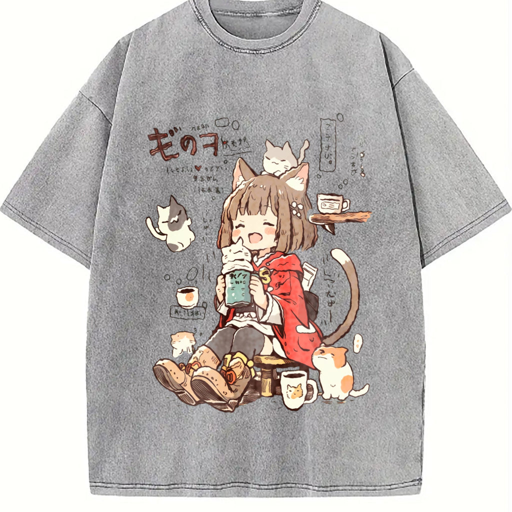 Summer A Cat Ear Vintage Washed T-Shirt product image 5