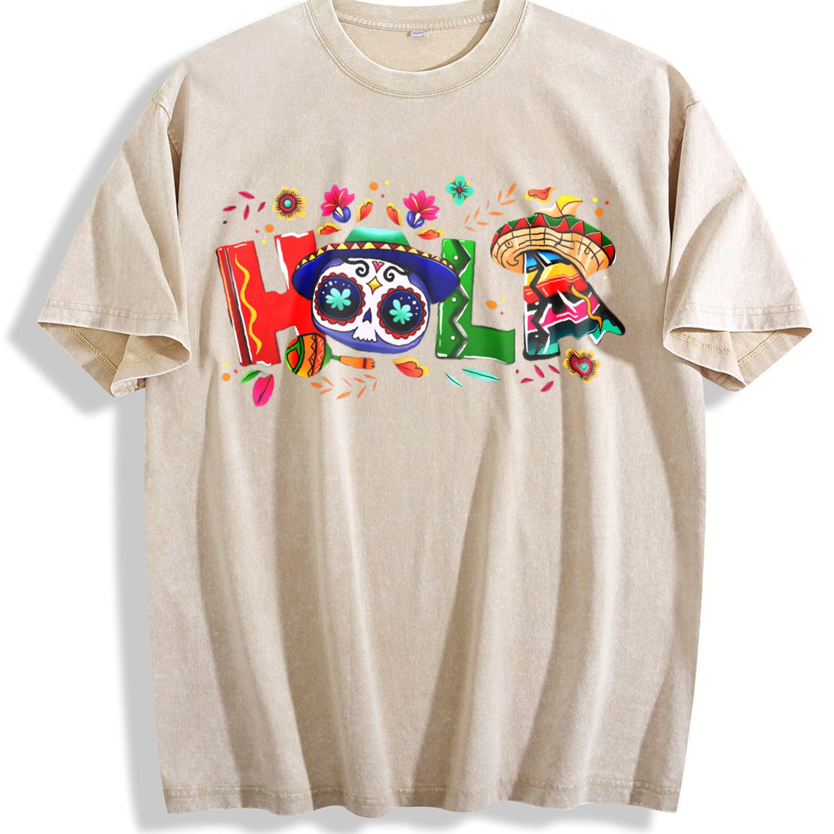 Holiday Letter Wide Brim Hat Cinco De Mayo Carnival Vintage Washed T-Shirt