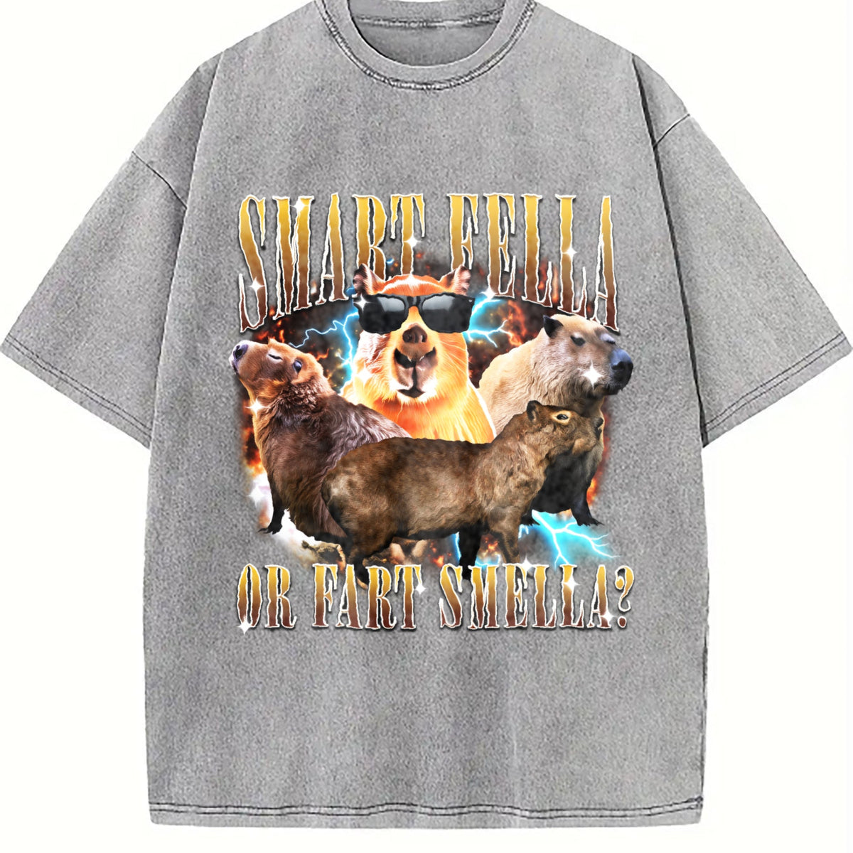 Smart Fella Or Fart Smella 90s Vintage Washed T-Shirt product image 5