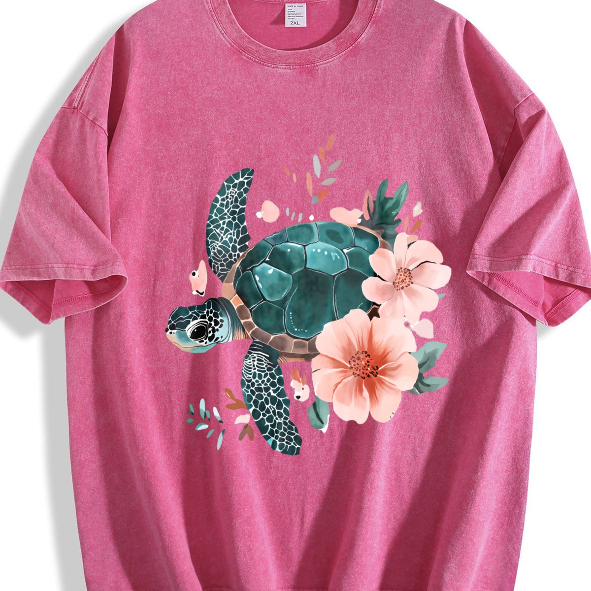 Floral Turtle & Peach Blossom - Stretch Vintage Washed product image 7