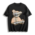 Cartoon Bear & Plaid Cotton T-Shirt product image 1