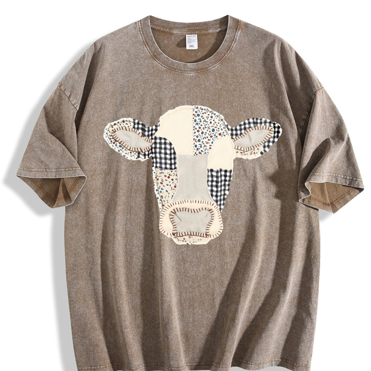 Faux Patchwork Cow Vintage Washed T-Shirt product image 3