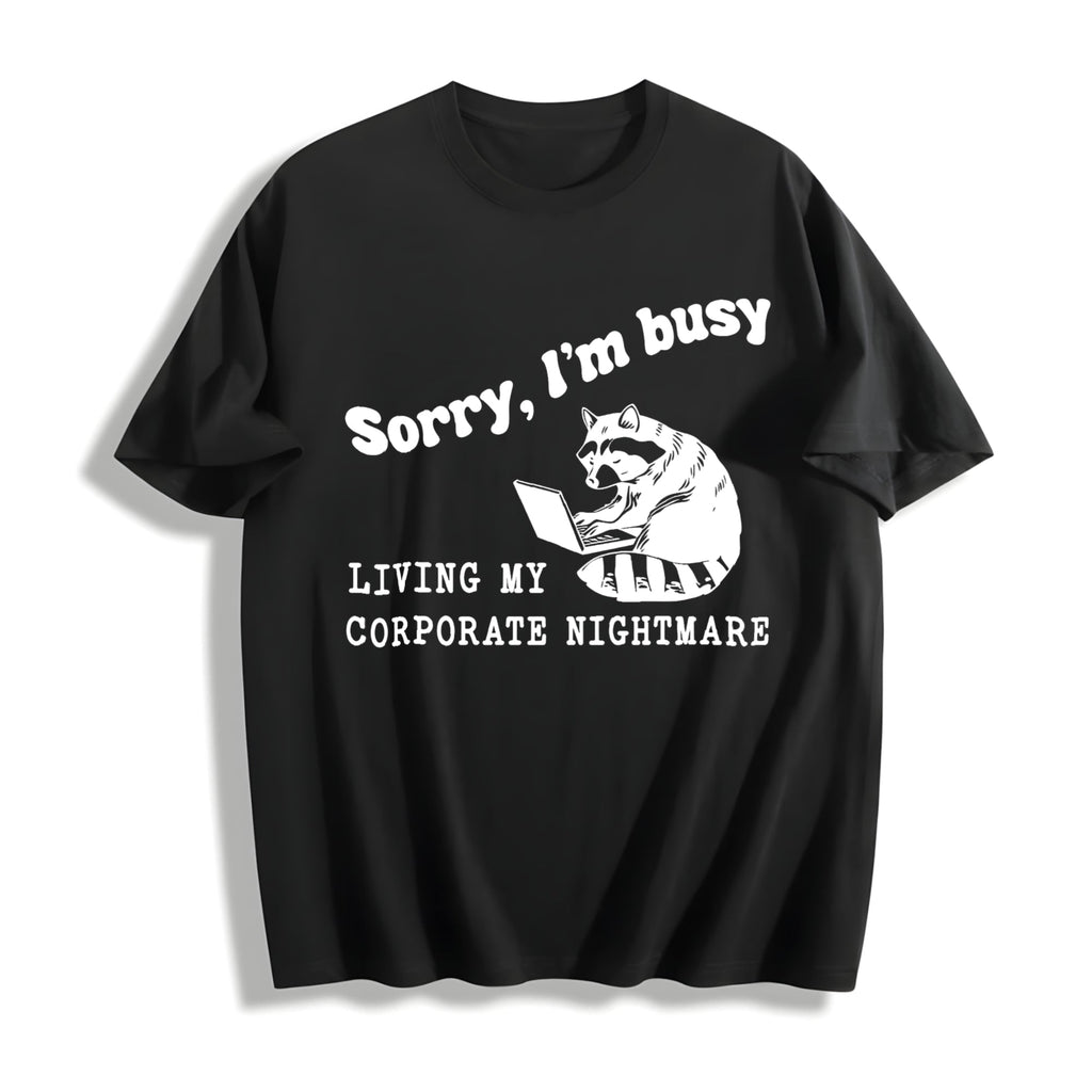 Corporate Nightmare Raccoon Funny Cotton T-Shirt product image 1
