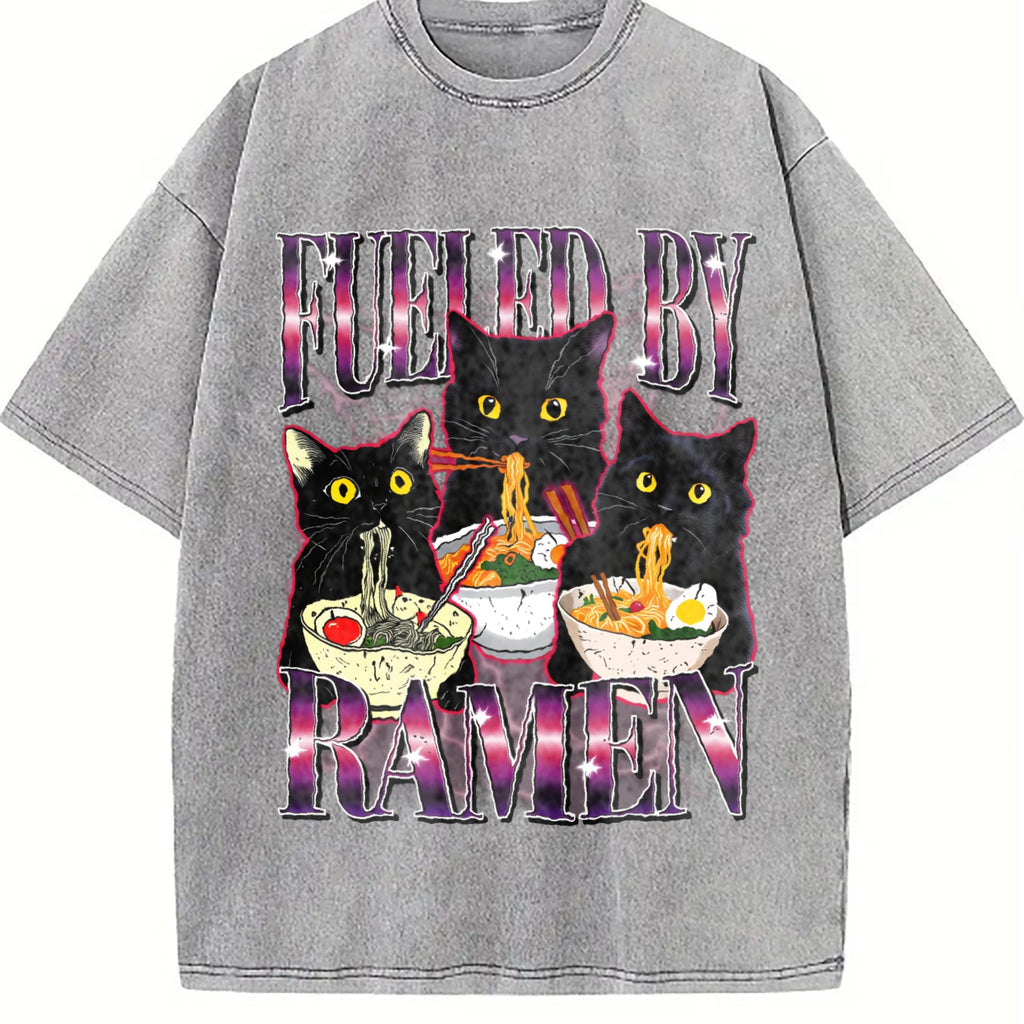Fueled By Ramen Noodle Cat Vintage Washed T-Shirt product image 5