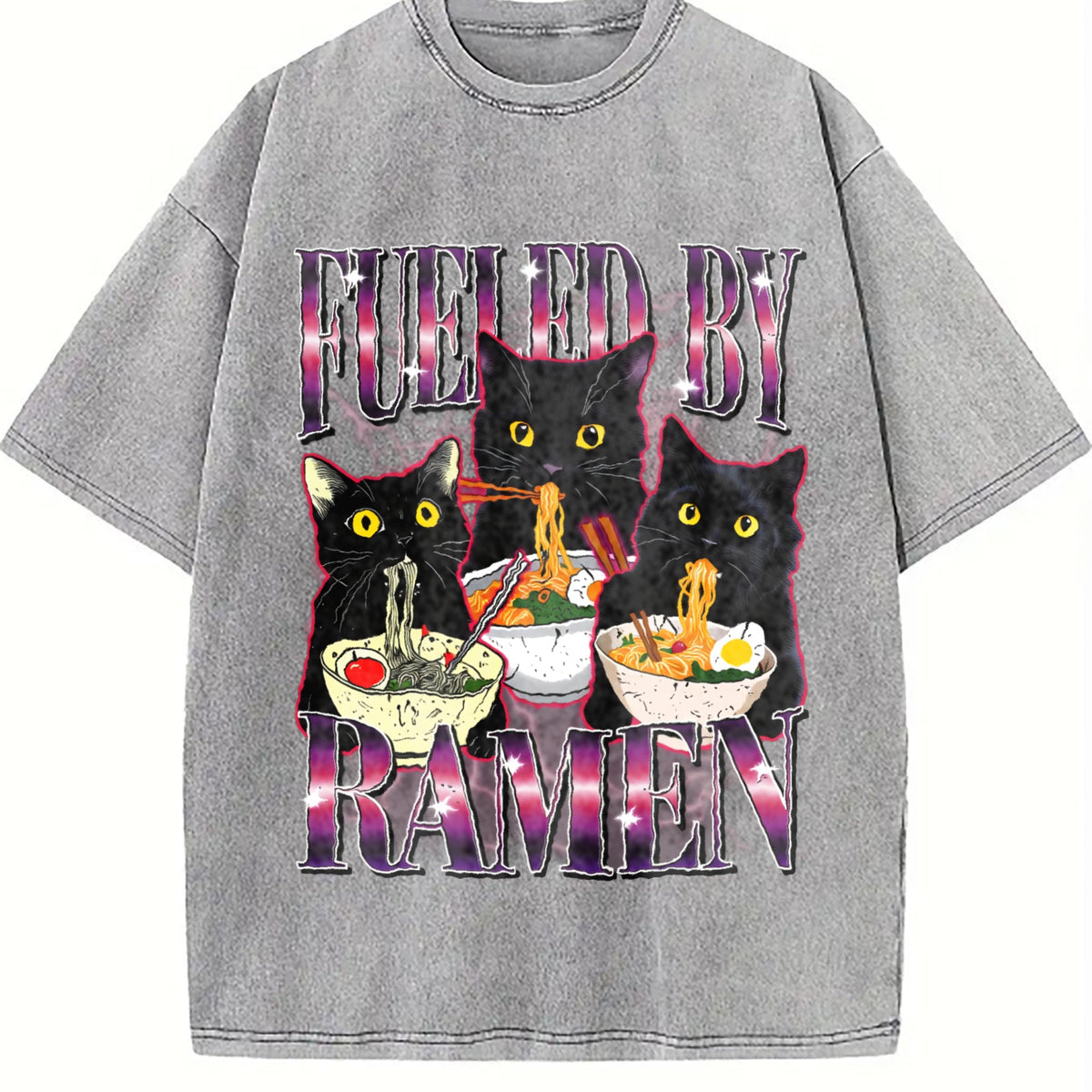 Fueled By Ramen Noodle Cat Vintage Washed T-Shirt product image 5