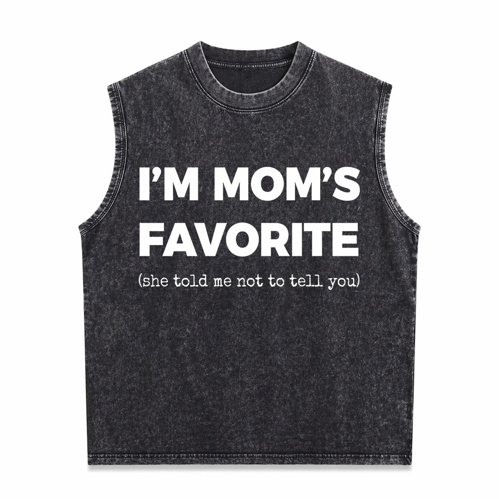 Funny Moms Favorite Son Daughter I'm Mom's Favorite Golf Men's Washed Tank Top