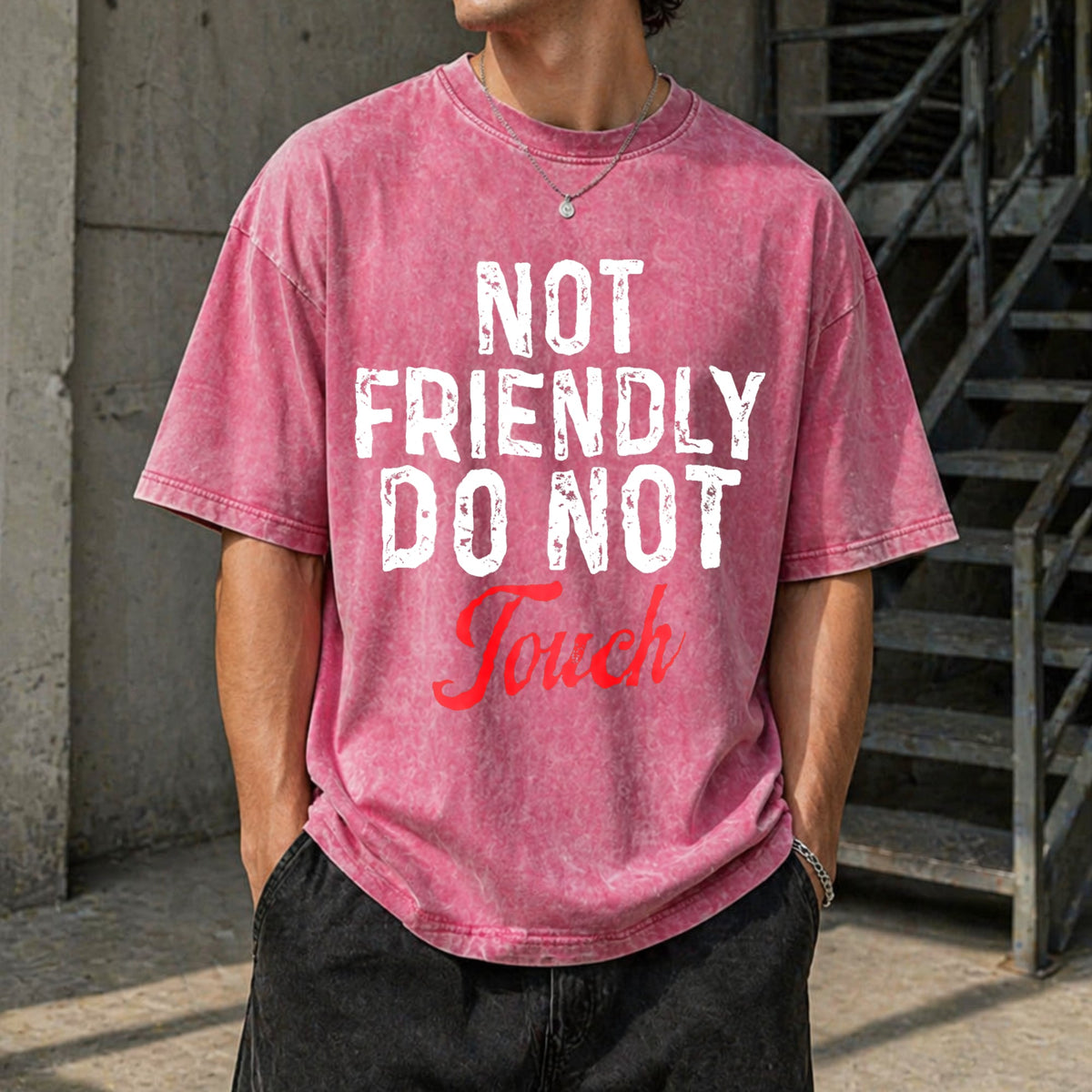 Not Friendly Do Touch Humorous Black Summer Vintage Washed product image 7