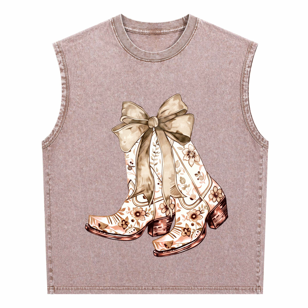 Cowgirl Chinoiserie Floral Boot Men's Washed Tank Top