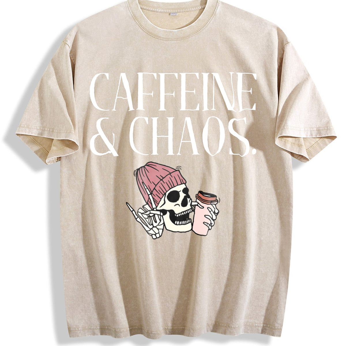 Caffeine And Chaos Aesthetic Vintage Washed T-Shirt product image 1