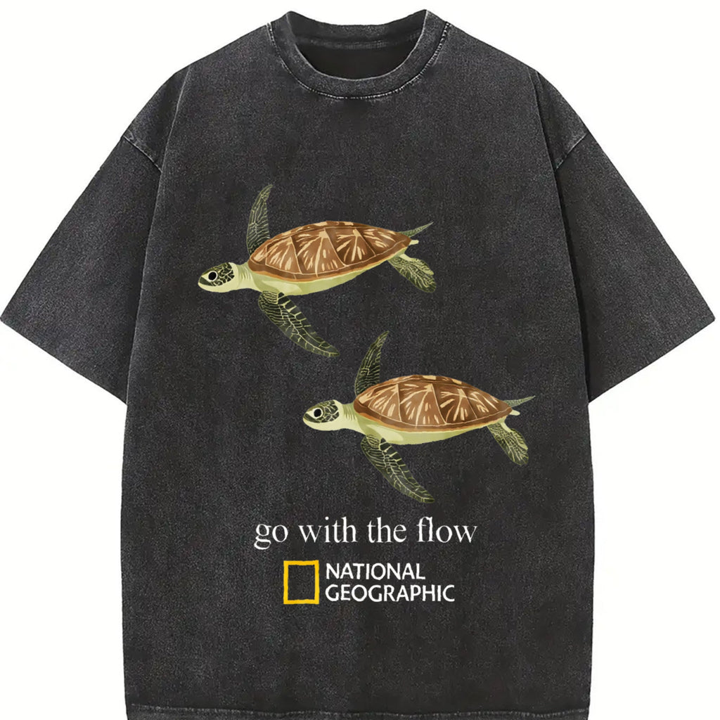 Go With The Flow Sea Turtle Ocean Nature Lover Vintage product image 2