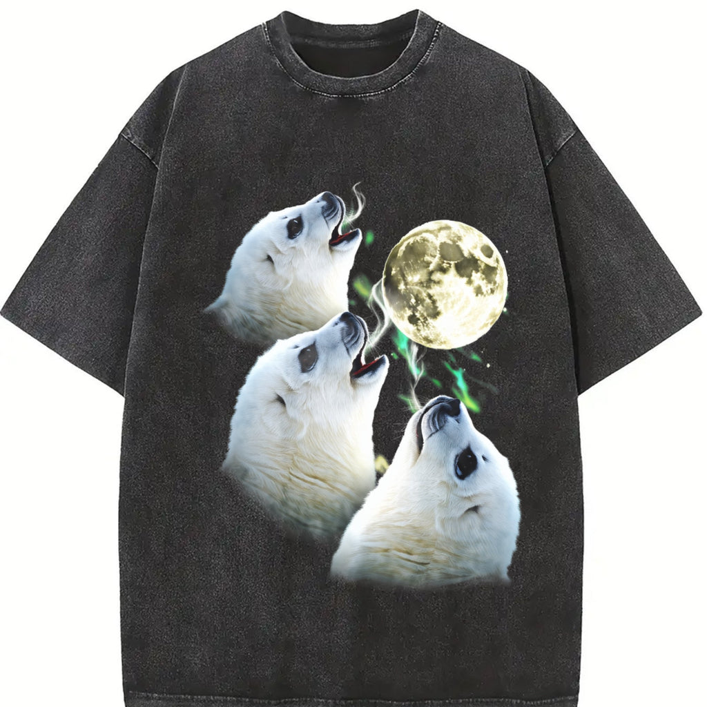Baby Seal Moon Howling To 90s Vintage Washed T-Shirt product image 2