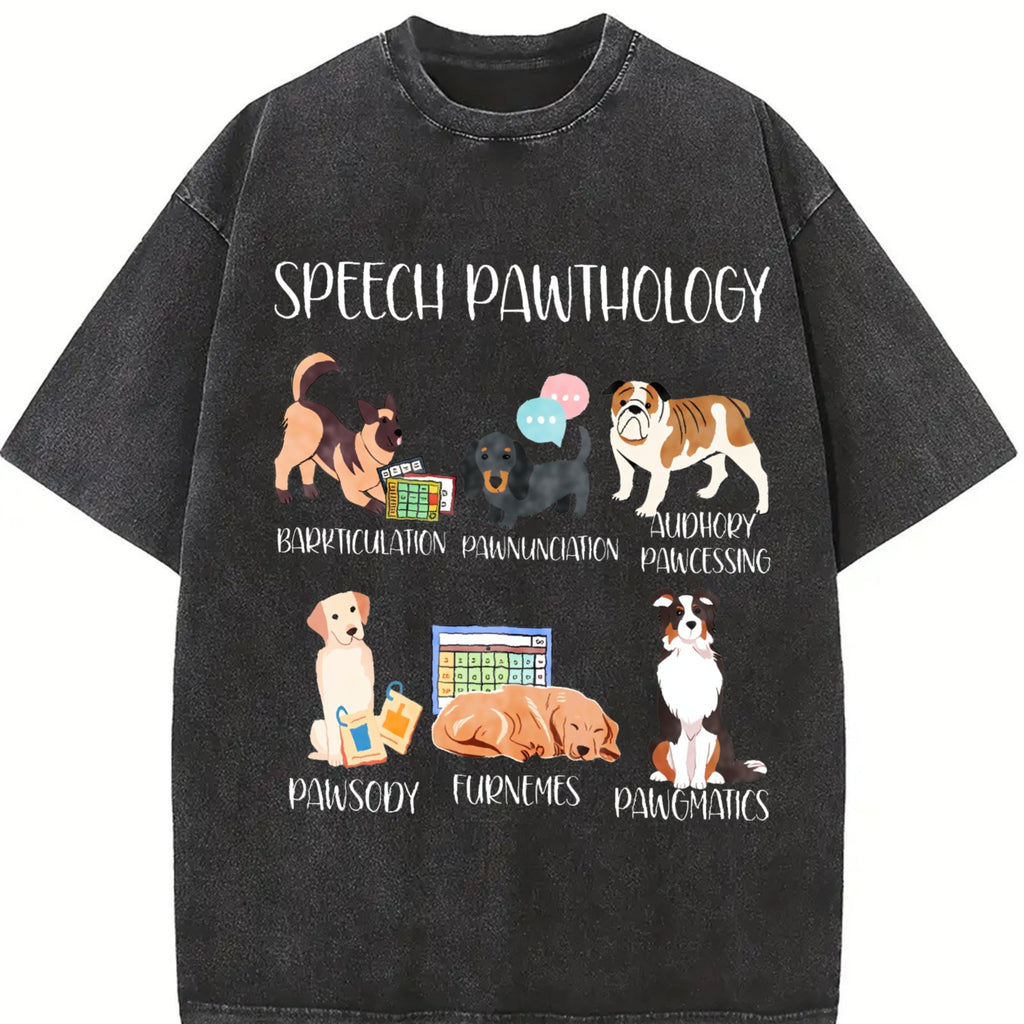 Speech Pathology Funny Dogs Vintage Washed T-Shirt product image 2