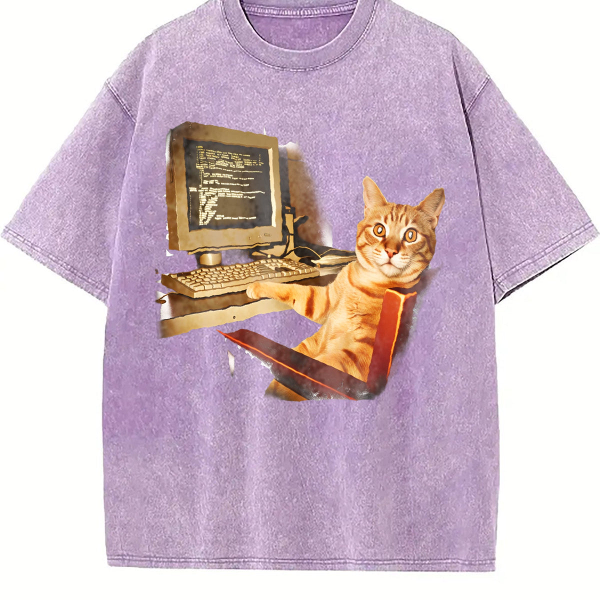 Funny Office Cat Working At Computer Meme Dtg Vintage product image 6