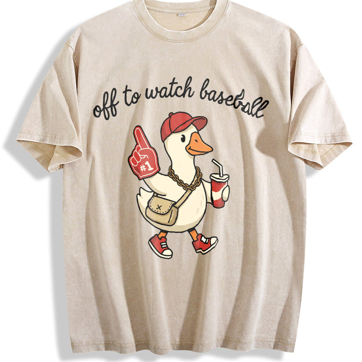 Off To Watch Baseball Goose Vintage Washed T-Shirt product image 1