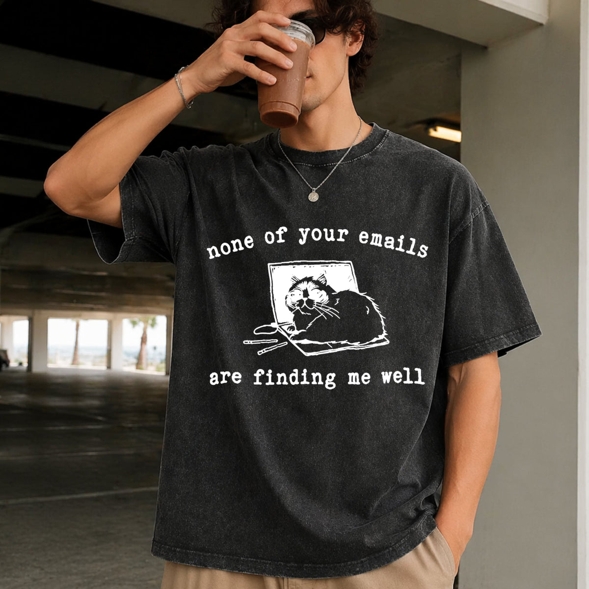 None Of Your Emails Funny Vintage Washed T-Shirt product image 2
