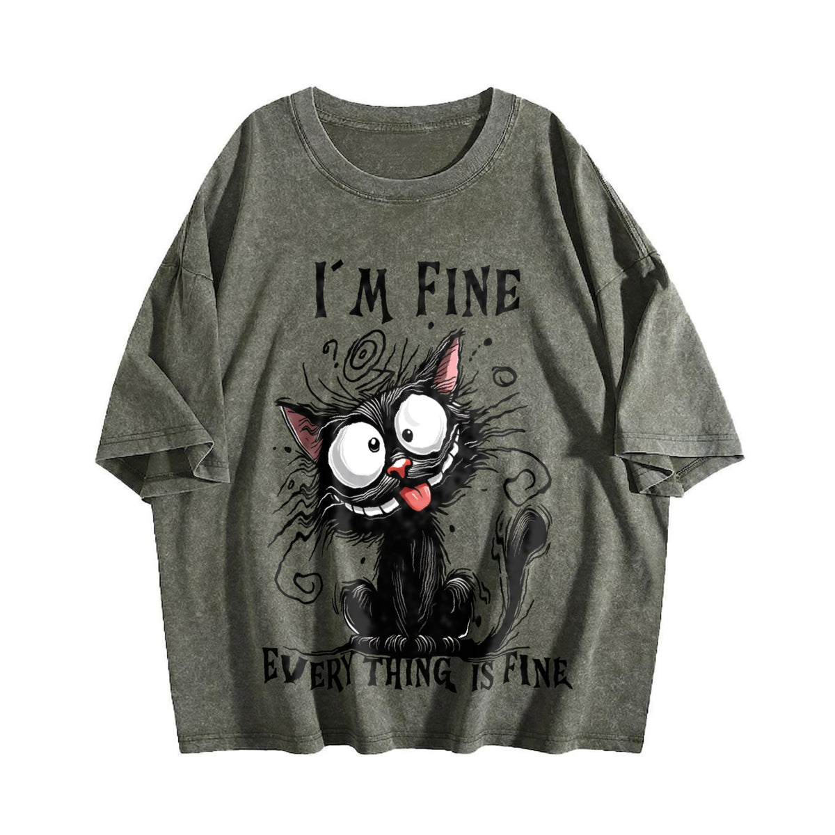 Animal Letter Cat Fine Summer Vintage Washed T-Shirt product image 4