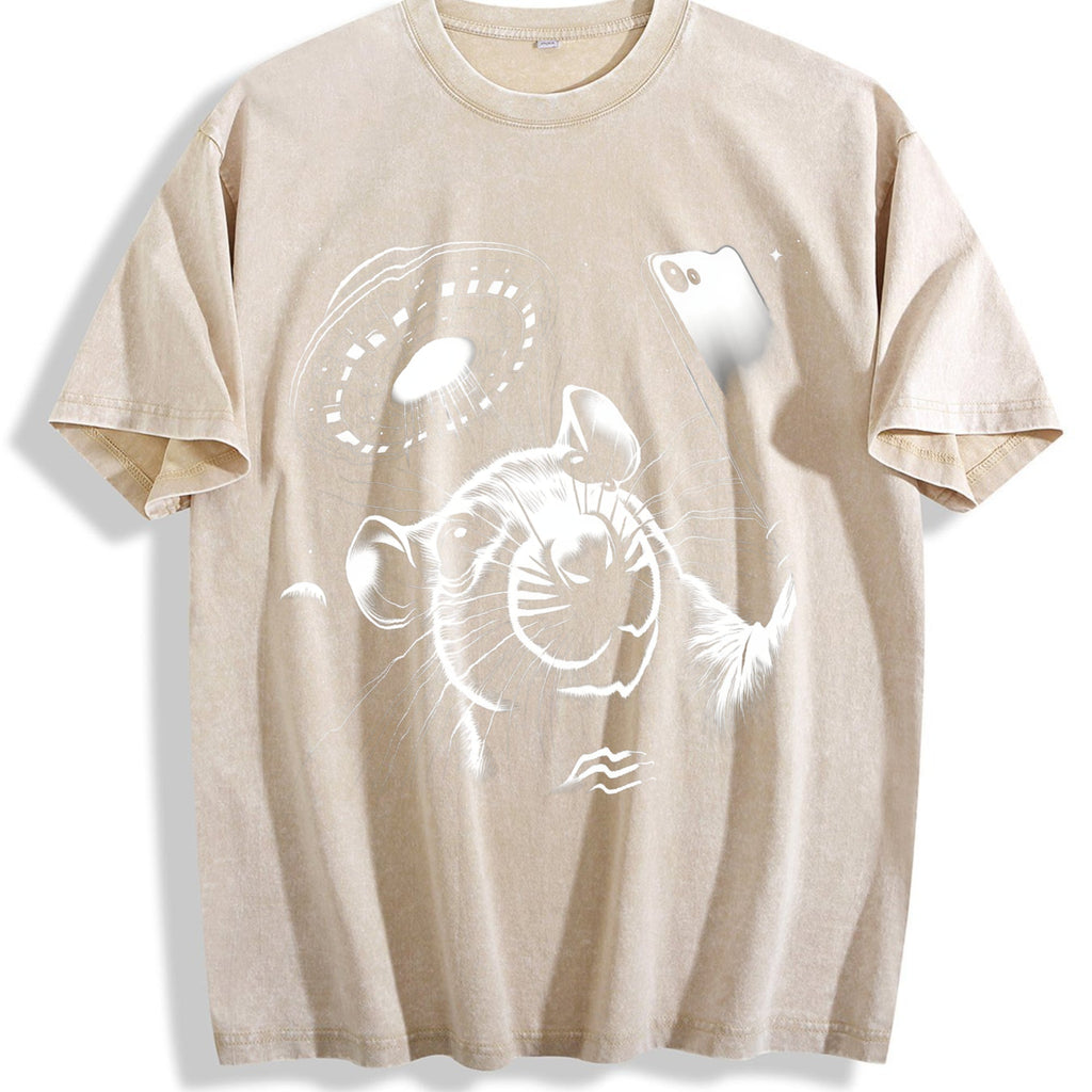 Rat Selfie With UFO 90s Vintage Washed T-Shirt product image 1
