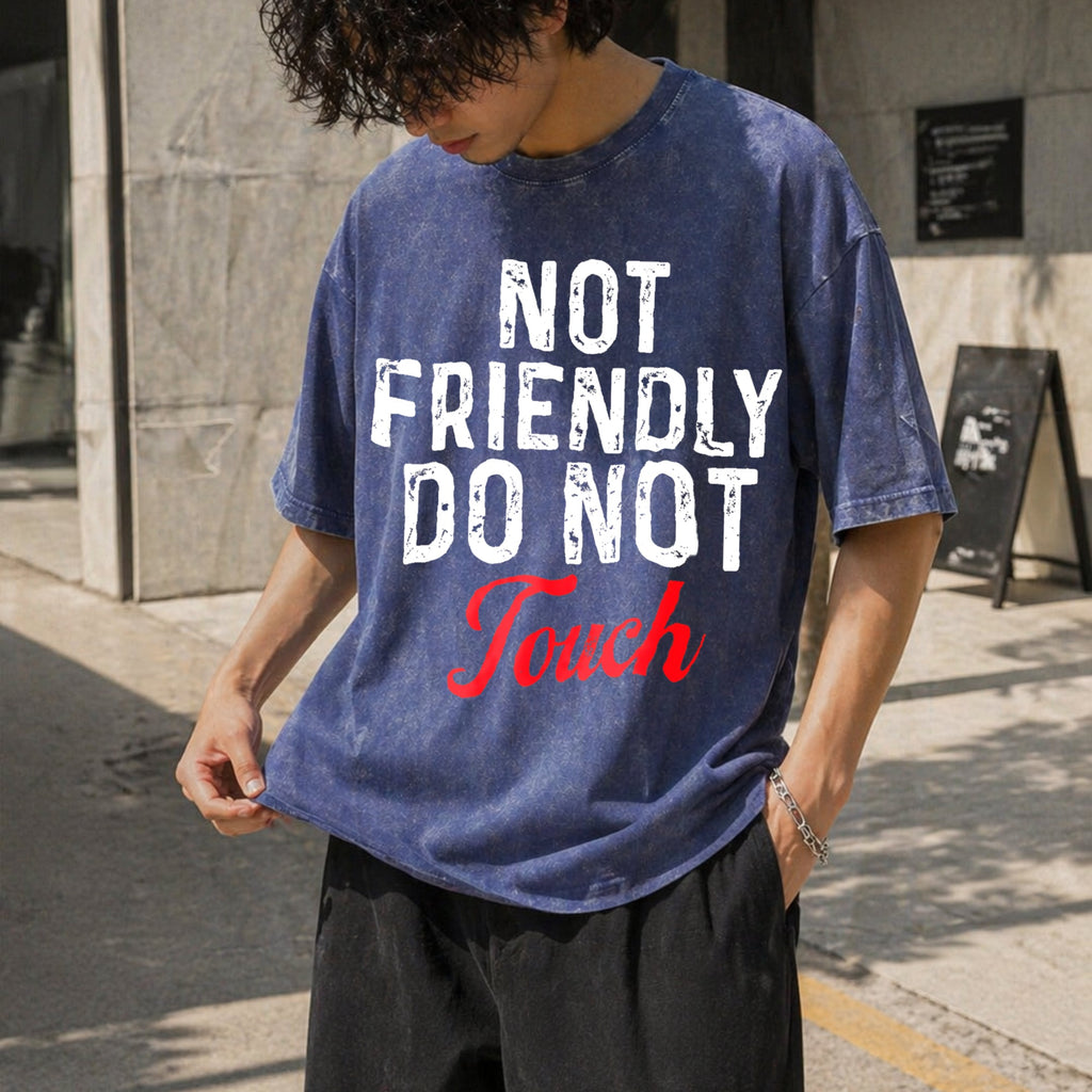 Not Friendly Do Touch Humorous Black Summer Vintage Washed product image 8