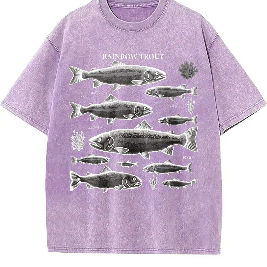 Rainbow Trout Fish 90s Vintage Washed T-Shirt product image 6