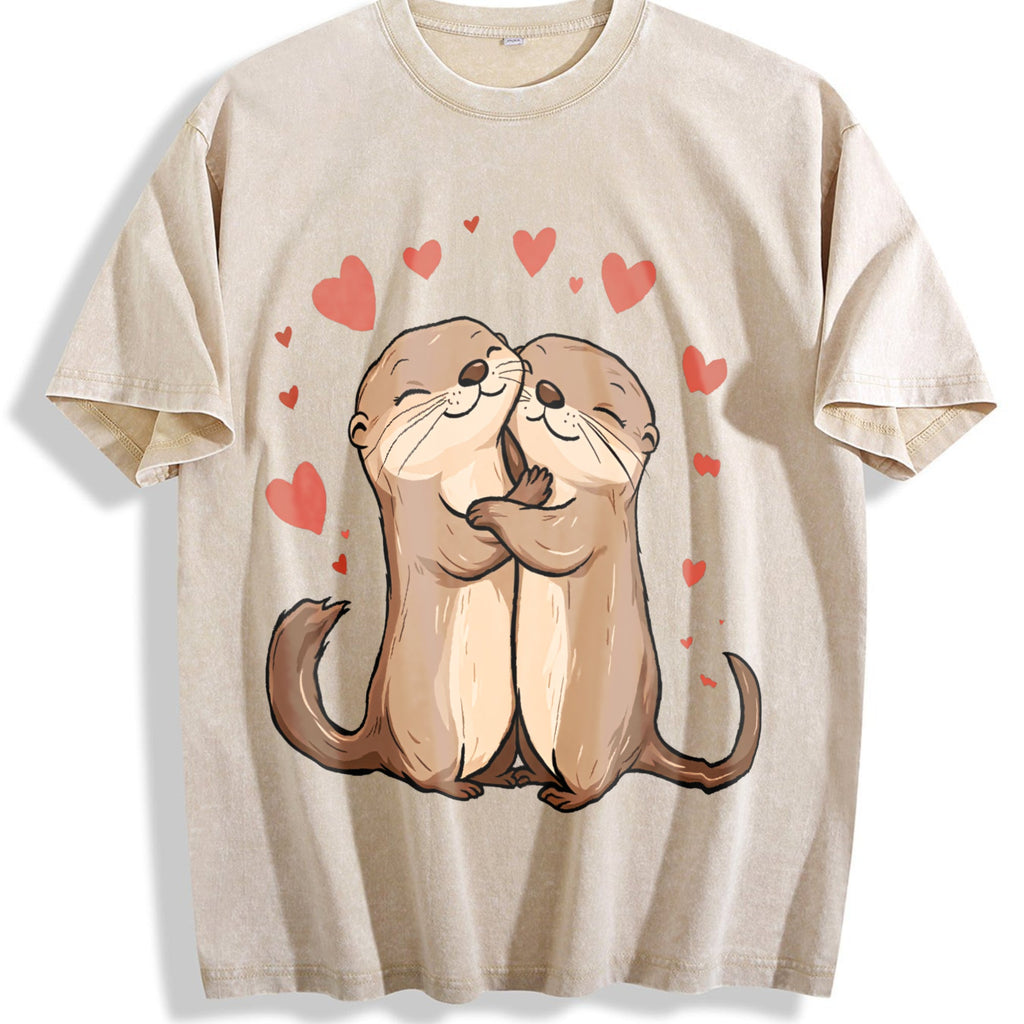 Otter Love - Cute Hugging Otters Vintage Washed T-Shirt product image 1