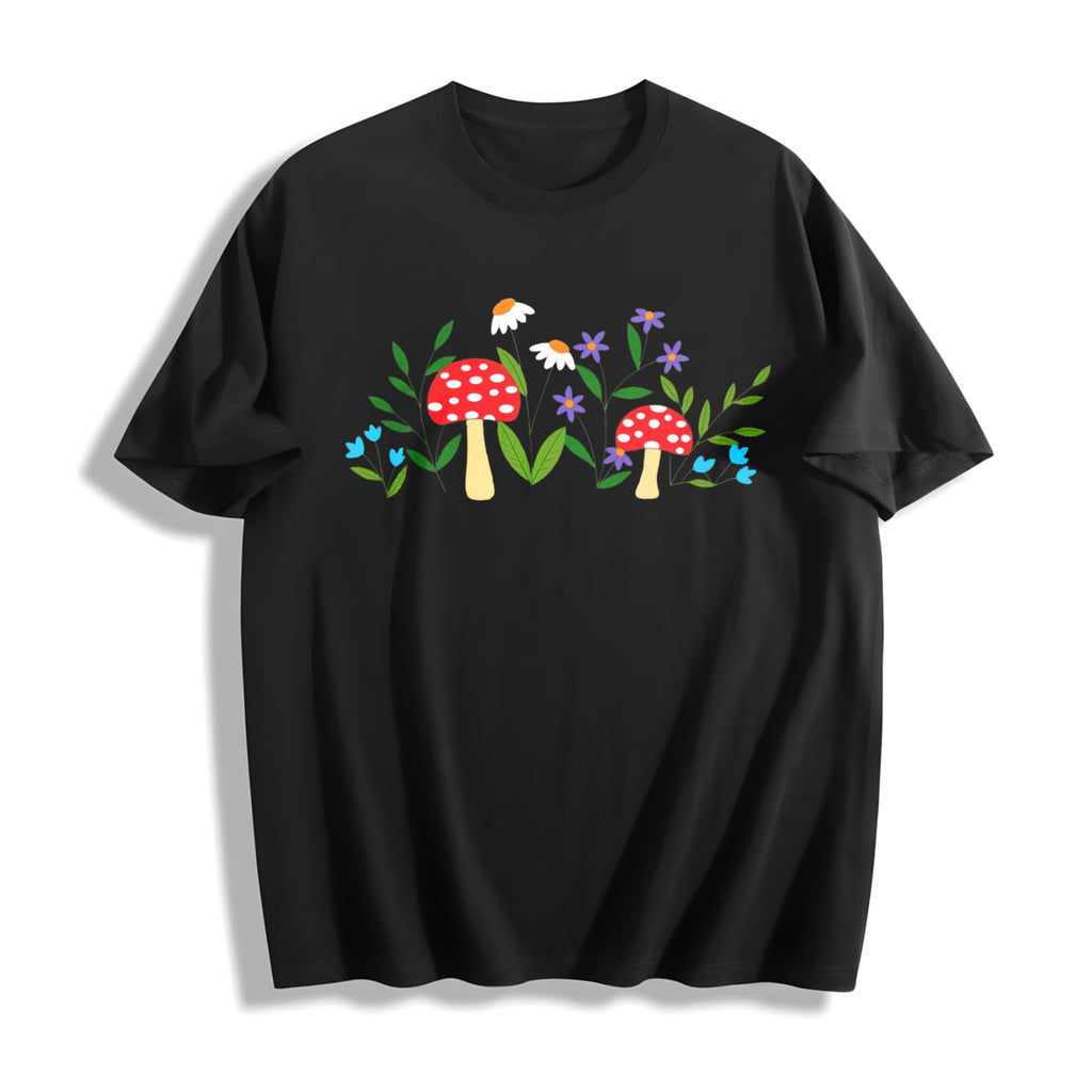 Mushroom Floral Garden Fairy Cotton T-Shirt product image 1