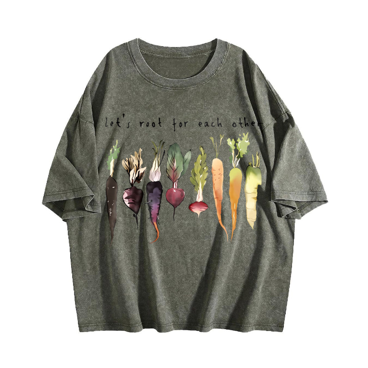 Letter And Various Radish Root Summer Vintage Washed T-Shirt product image 4