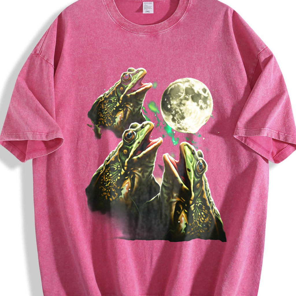 Frogs Howling To Moon 90s Vintage Washed T-Shirt product image 7