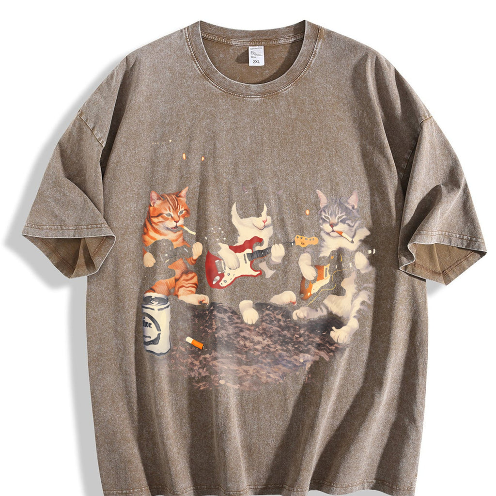 Rock Band Cats Vintage Washed T-Shirt product image 3
